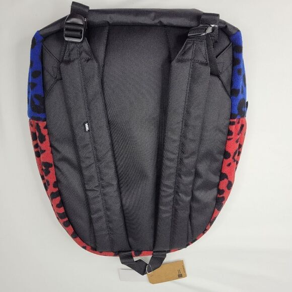 NEW VANS PLUSH LEOPARD FURRY BLACK BLUE RED GOLD Deana BACKPACK TRAVEL BAG NWT - Picture 8 of 16